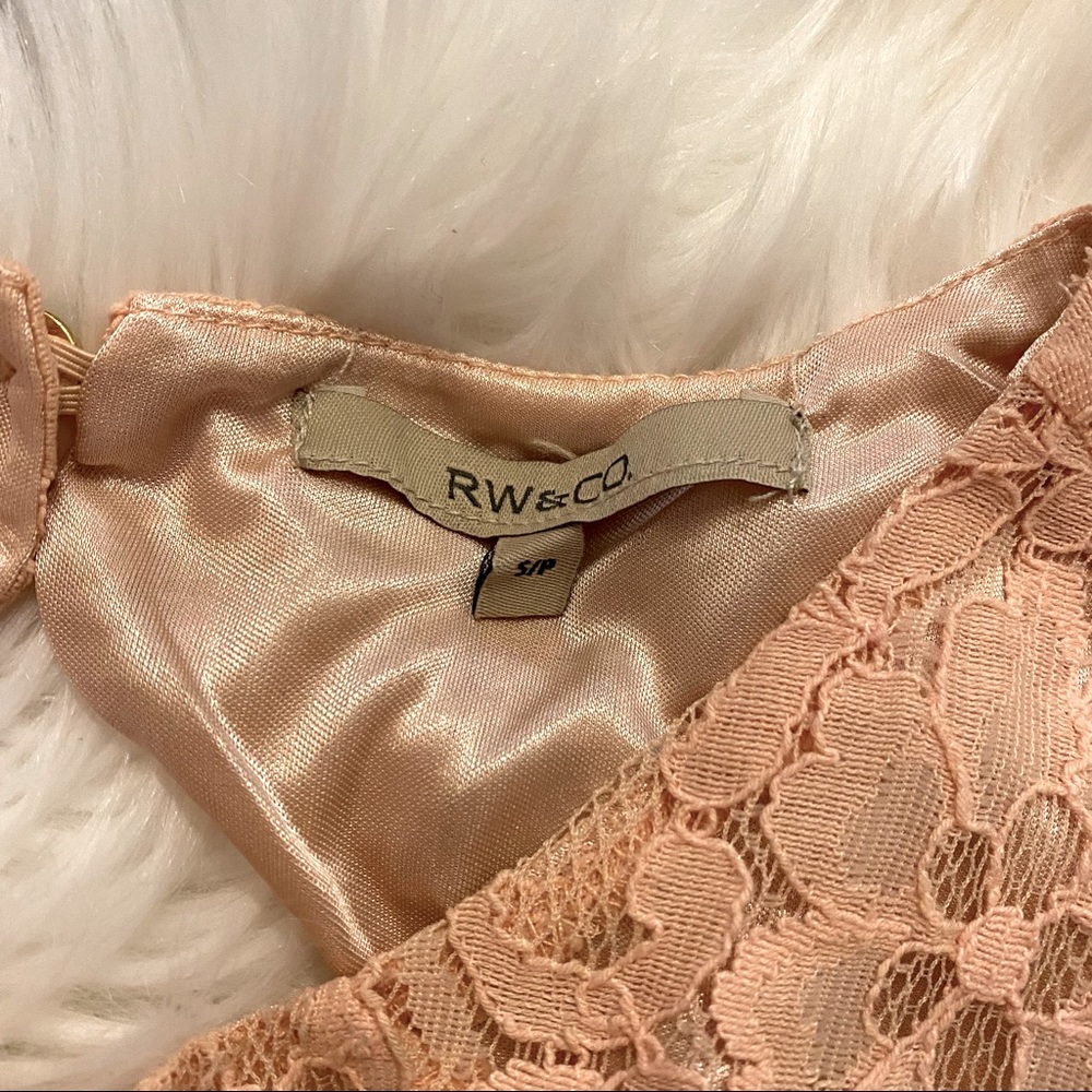Peach Lace Peplum Top - Picture 3 of 5